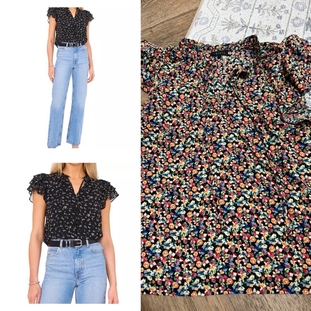 1. State Floral Flutter Sleeve Blouse